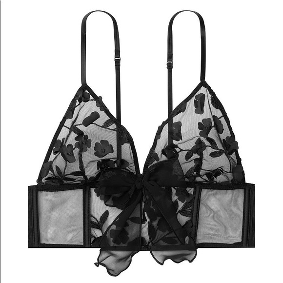 VS Dream Angels Floral Black Appliqué Unlined Bra - Picture 4 of 8